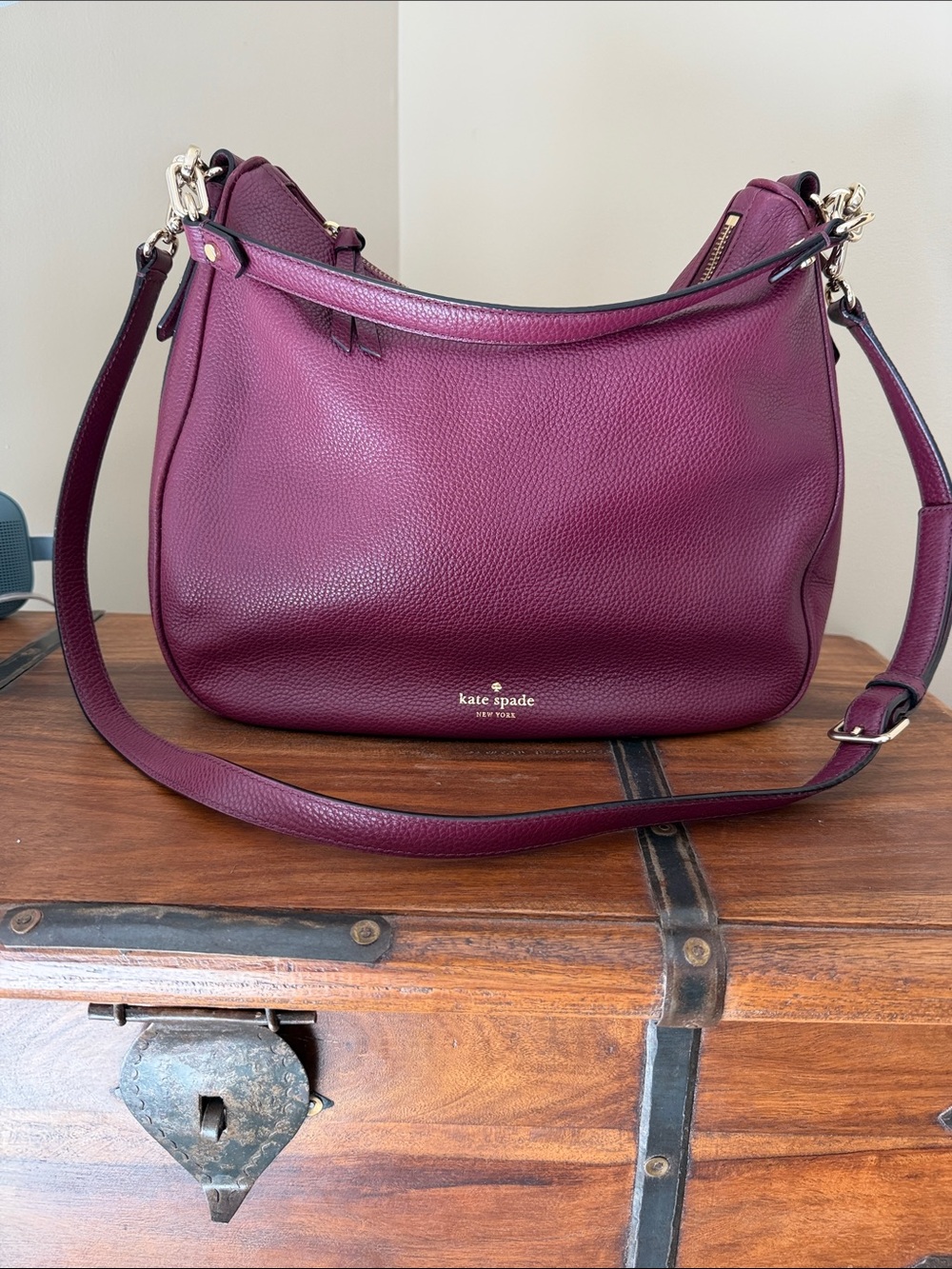 Kate  spade Pebbled Leather Shoulder or crossbody  Bag in Plum